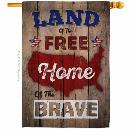 CUADRILATERO 28 x 40 in. Land of the Free Home Brave Star & Stripes Vertical House Flag w/Dbl-Sided Banner CU3904692